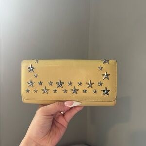 Jimmy Choo Yellow Wallet with Silver Star Accents